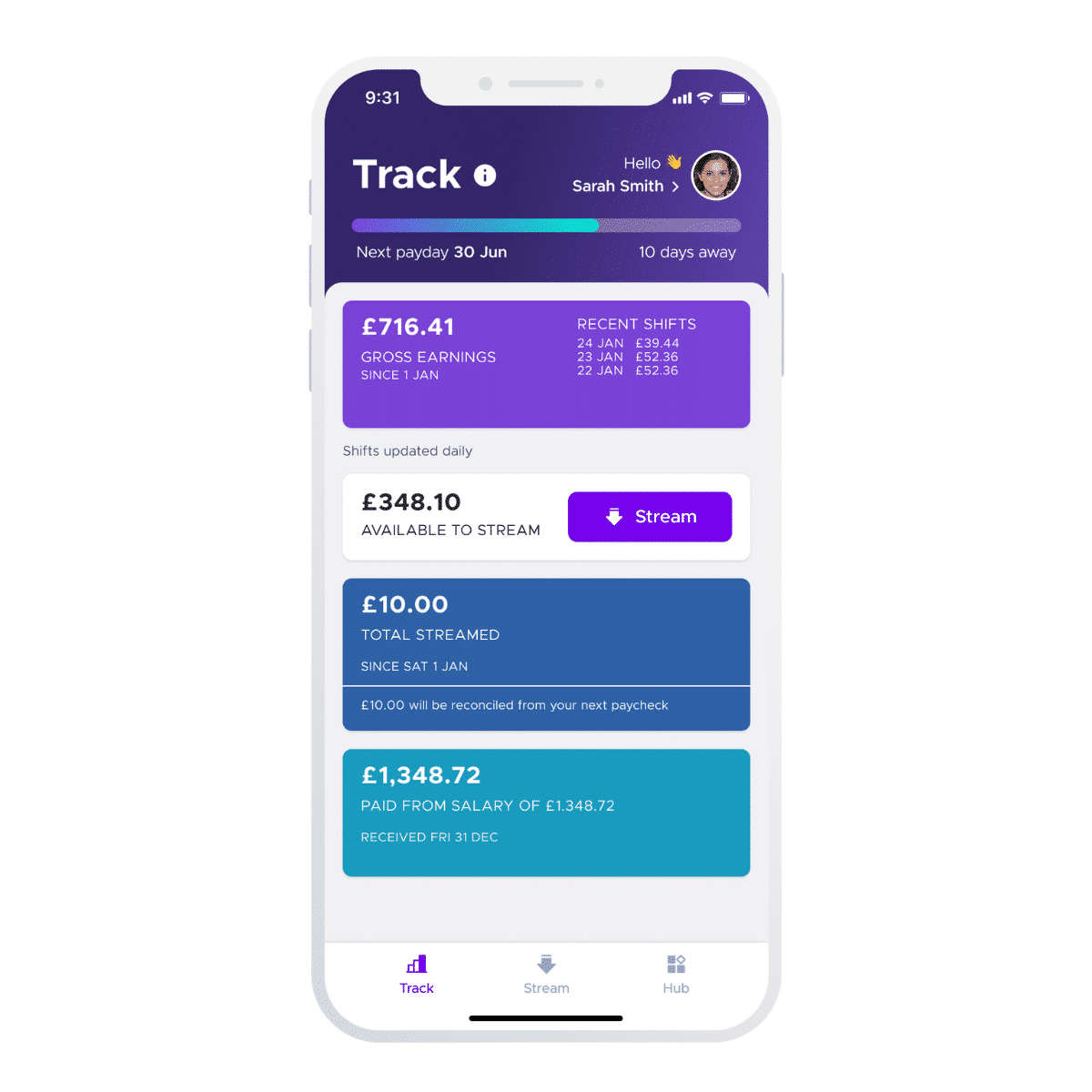 Wagestream app demonstration.